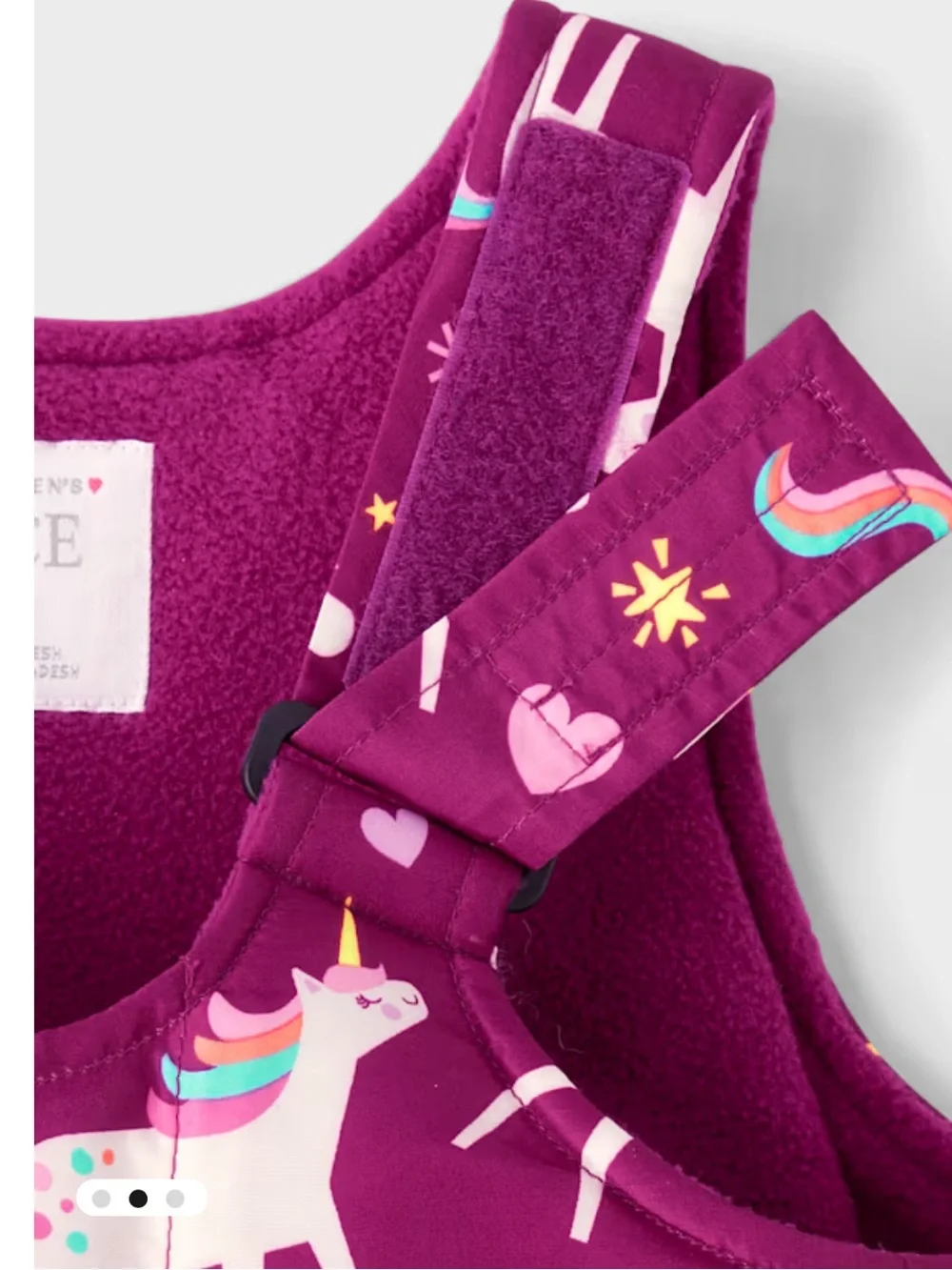 The Children's Place Toddler Girls Unicorn Snow Pants/ Overalls/Bibs - Burgundy